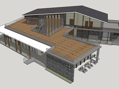Modern Station Bicycle Station 3d model