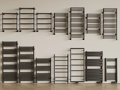 Modern Black Towel Racks as Daily Washing Essentials with Various Designs and Sizes 3d model