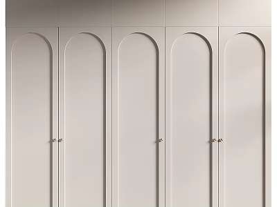 Elegant Modern White Chest of Drawers With Five Arched Doors And Metal Handles 3d model