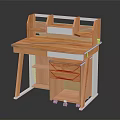 Wooden Study Desk With Shelf Unit Drawer Storage And Modern Stable Design