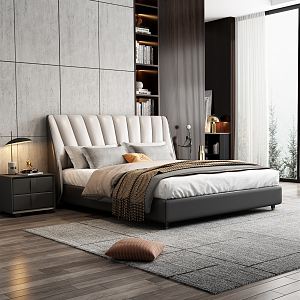 Modern Background Double Bed Double Bed 3d model