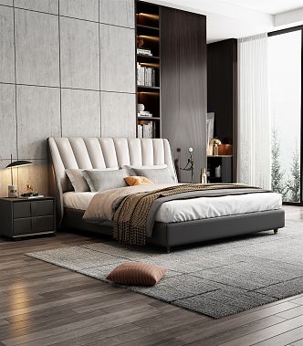 Modern Background Double Bed Double Bed 3d model