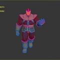 Thanos Game Movie Character 3D Model With Blue Armor Golden Infinity Gauntlet Purple Skin