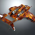 Orange Brown Sci Fi Spaceship 3D Model With Detailed Engines And Metallic Wings