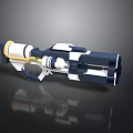 Sci Fi Weapon 3D Model With Blue White Yellow Accents And Futuristic Design Features 3d model