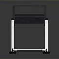 Sturdy Workstation Stand With Black Countertop White Support Frame And Stable Base