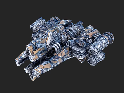 3D Model of Interstellar Spaceship with Detailed Mechanical Design and Metallic Texture 3d model