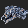 3D Model of Interstellar Spaceship with Detailed Mechanical Design and Metallic Texture