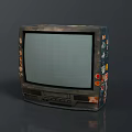 Vintage Television With Decorative Stickers Classic Design And Old Fashioned Screen