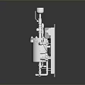 Modern White Automation Control Device With Pipes Display Panel And Valve Components