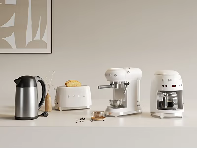 Stylish Kitchen Countertop With Various Small Appliances 3d model