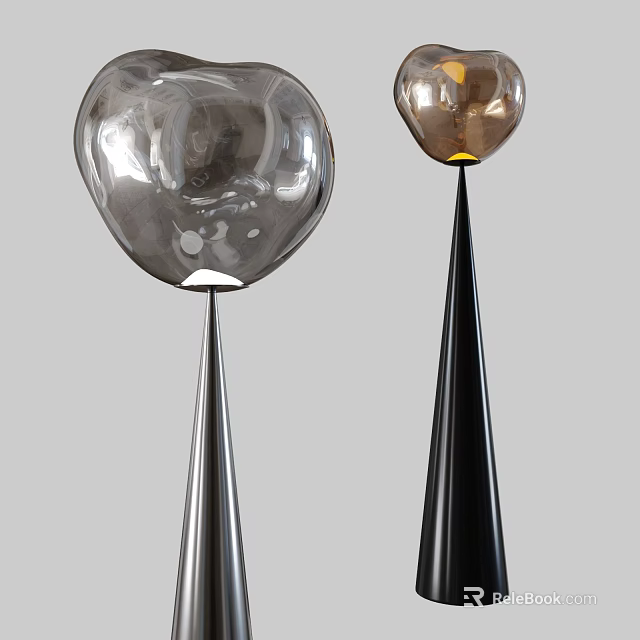 Modern Minimalist Floor Lamps With Silver Black Spherical Shades And Slim Conical Stands 3d model 