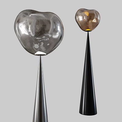 Modern Minimalist Floor Lamps With Silver Black Spherical Shades And Slim Conical Stands 3d model