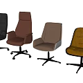 Diverse Office Chairs in Black Brown White Yellow Colors with Wheeled Swivel Bases