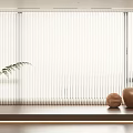 Modern White Vertical Blinds Living Room Interior With Chair And Plant