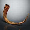 Vintage Musical Instrument Horn With Hand Painted Decorations And Carved Details
