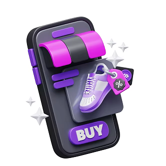 Modern mobile phone shopping interface shoes sneaker cartoon mobile phone 3d model