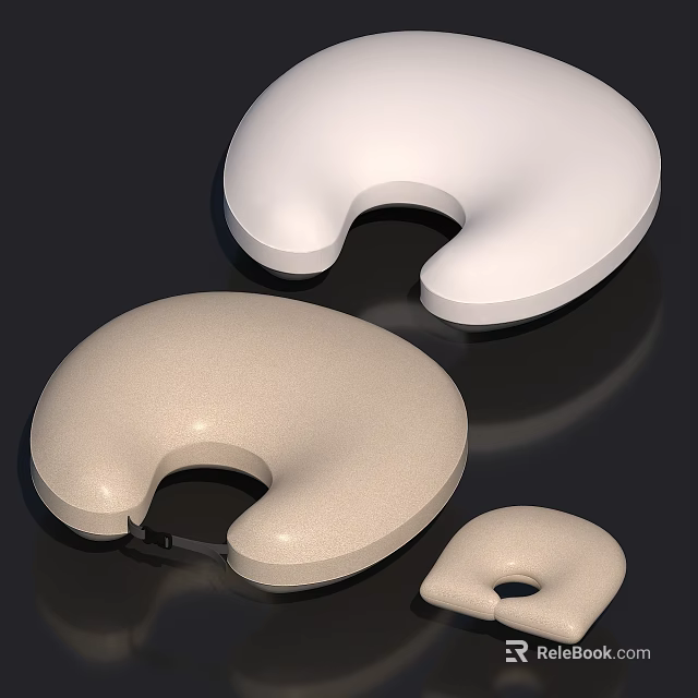 U Shaped Pillows in White and Beige Various Sizes Soft Cushion Material 3d model 