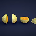 Fresh Cantaloupe Whole And Sliced Displaying Orange Flesh And Seeds On Dark Background