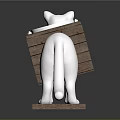 White Cat Standing Next To Wooden Elevated Food Bowl Platform