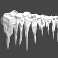 Realistic White Hanging Icicles With Textured Surface On Gray Background 3d model