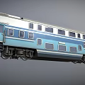 Blue And White Train Carriage With Multiple Windows And Classic Body Design