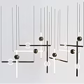 Modern Geometric Chandelier Design With Hanging Lines Circles And Metal Bars