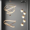 Modern Spiral And Globe Shaped Chandeliers With LED Lighting For Interior Decoration