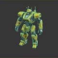 Game Movie Character Yellow Robot With Detailed Mechanical Design Standing Pose