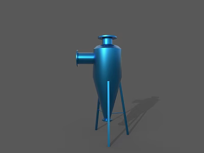 Durable Blue Conical Industrial Equipment With Stable Tripod Stand And Inlet Pipe 3d model