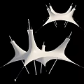 White Tensile Membrane Structures With Modern Spire like Tops And Support Poles