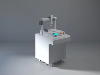 Industrial Equipment With White Cabinet Base Mechanical Arm And LCD Control Panel 3d model