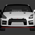White Sports Car With Black Roof Red Accents And Rear Spoiler Design