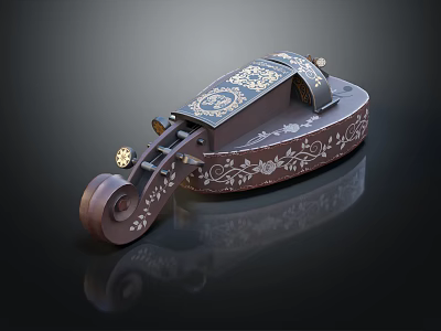 Artistic Musical Instruments And Art Supplies With Violin Parts Painted Patterns And Art Tools 3d model