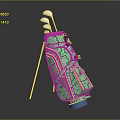 Green Golf Bag With Stand And Golf Clubs Sports Equipment