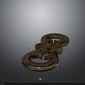 Copper Colored Metal Household Item With Circular Ring Design And Floral Decoration
