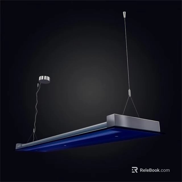 Modern Blue Rectangular Chandelier With Sleek Metal Design For Interior Lighting 3d model