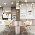 Elegant Beauty Salon Interior Featuring Modern Design Comfortable Seats Product Displays And Decorative Lighting