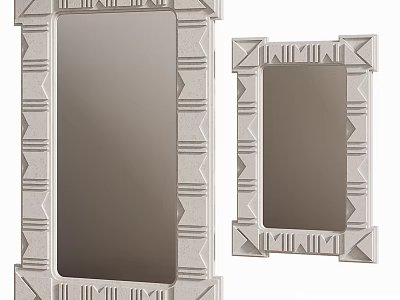 Two Decorative Mirrors With Geometric Patterned Frames For Interior Design 3d model