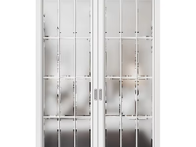 Modern White Frame Glass Panel Grid Design Sliding Door for Interior Space 3d model