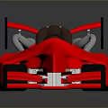Red Race Car Model with Open Cockpit Brown Seat Black Rear Wing and Wheels