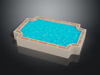 Swimming Pool With Clear Blue Water White Border And Orange Brick Trim Modern Design 3d model