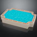 Swimming Pool With Clear Blue Water White Border And Orange Brick Trim Modern Design