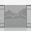 Modern Decorative Screen With Vertical Stripes And Mountain Pattern Design 3d model