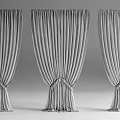 Light Gray Pleated Curtains in Three Different Styles with Tied Details and Drapery Fabric