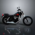 Classic Black Motorcycle With Black Seat Silver Exhaust And Reflective Surface