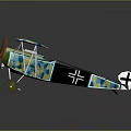 Vintage Biplane Model With Blue Green Camouflage Black Cross Markings On Wings