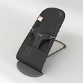 Black Fabric Seat Back Cushion With Adjustable Metal Straps And Label