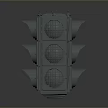 Gray Traffic Light With Three Stacked Lenses And Metal Casing Structure 3d model
