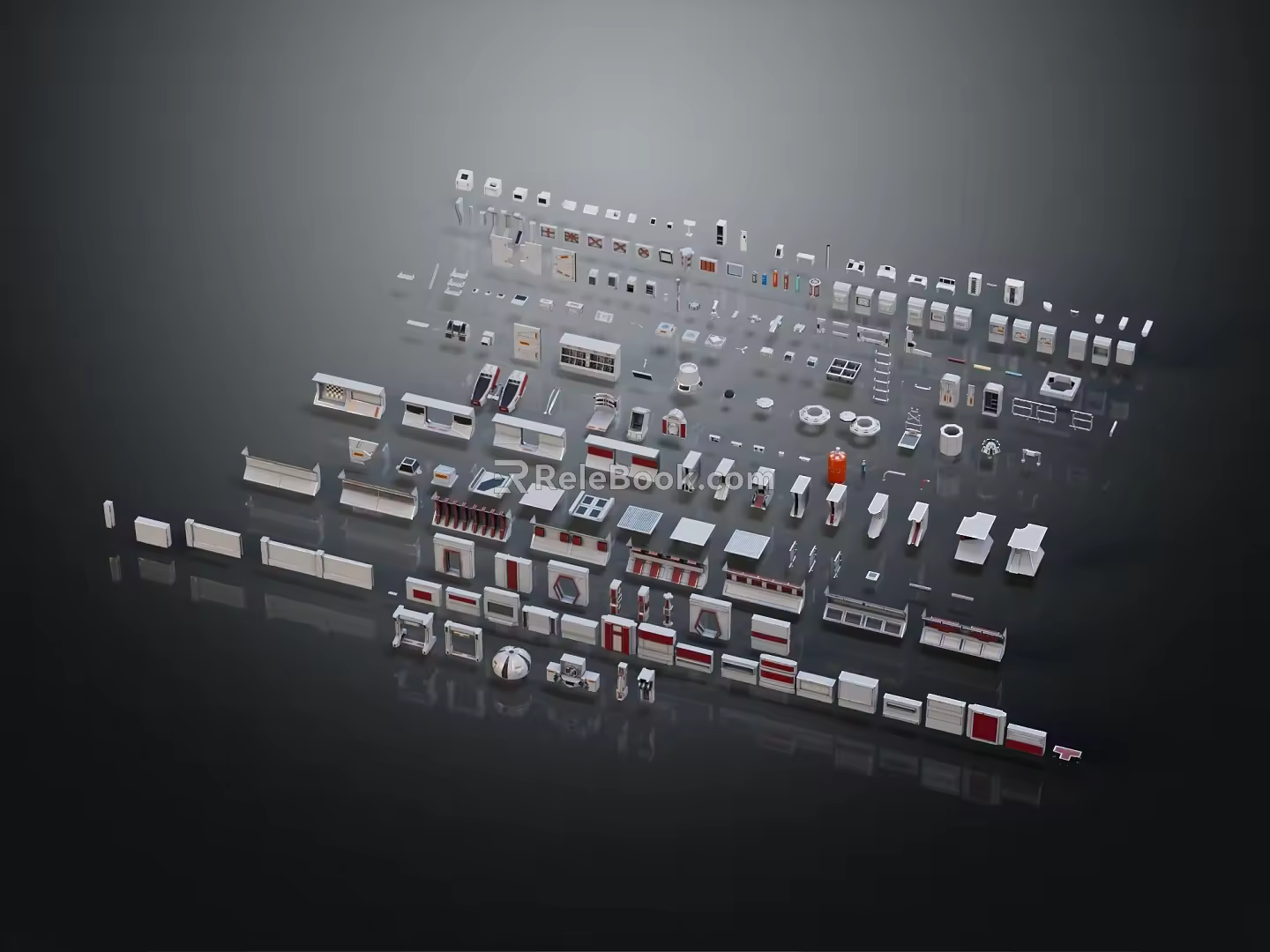 Modern Sci-Fi Equipment Sci-Fi Components High-Tech Components Sci-Fi Items 3d model